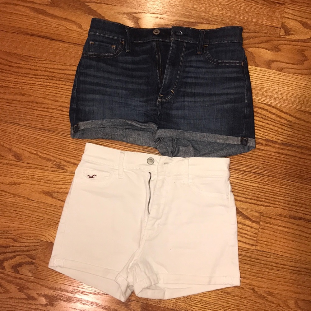 2 high waisted hollister shorts - denim & white!